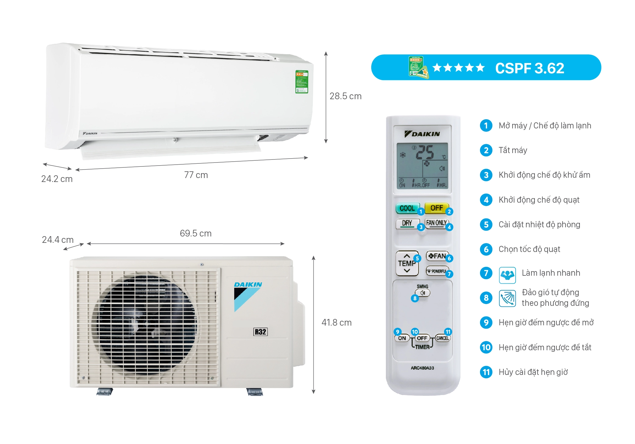 Điều hòa Daikin 1 chiều FTF25XAV1V / FTF35XAV1V